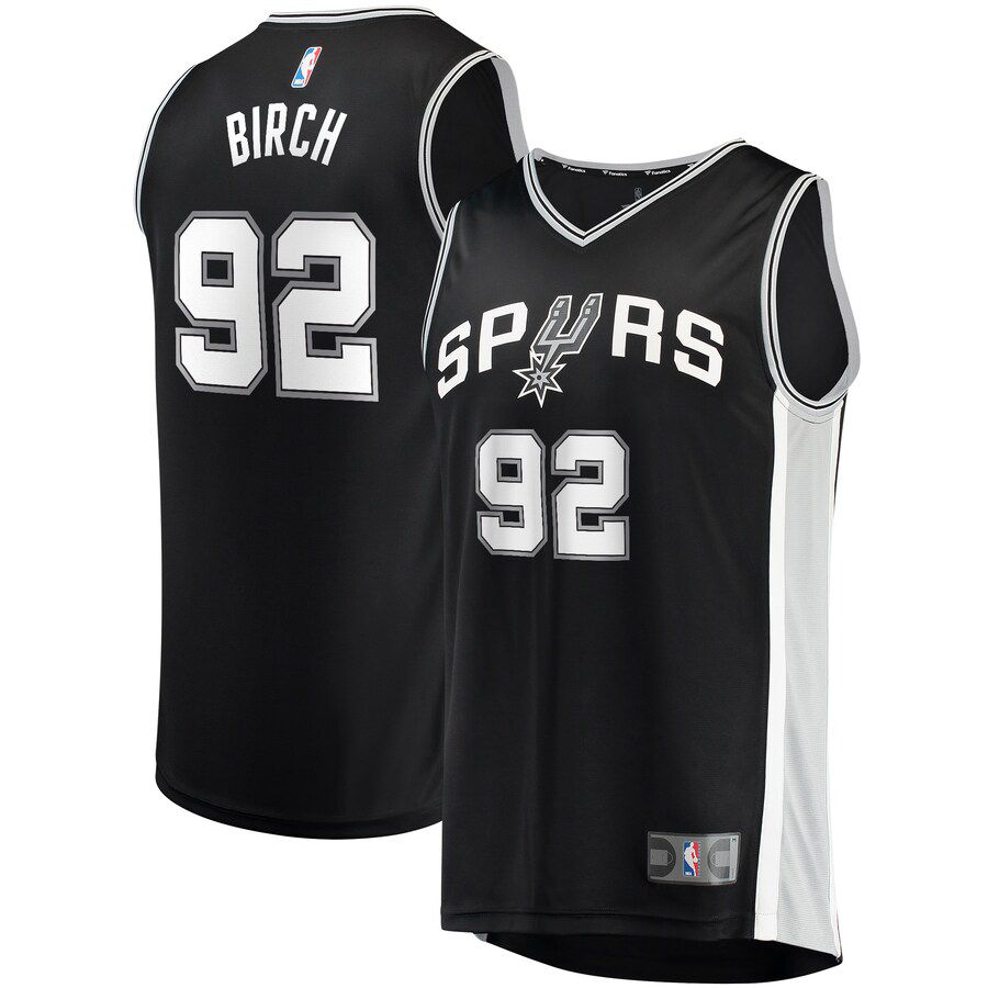Men San Antonio Spurs 92 Khem Birch Fanatics Branded Black Fast Break Player NBA Jersey
